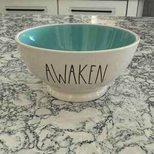 Awaken Ceramic Rae Dunn Bowl with Teal Interior